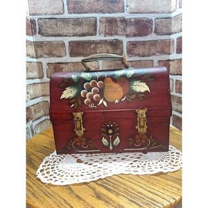 Vintage folk art pear, lunch pail/box